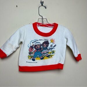 Vintage 70s Carters Sweatshirt Raggedy Ann & Andy 3 Months 1974